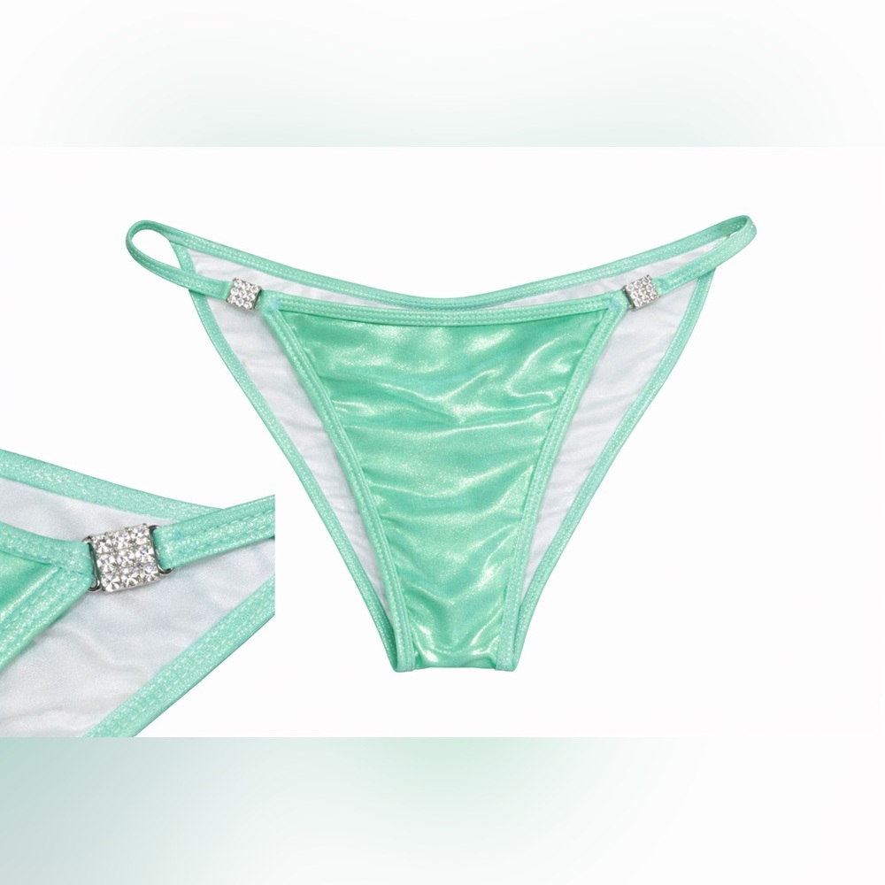 Mint Green 💎 Bikini Competition Suit | Stage Fitness Swimwear | CUSTOM SMALL - Picture 2 of 3